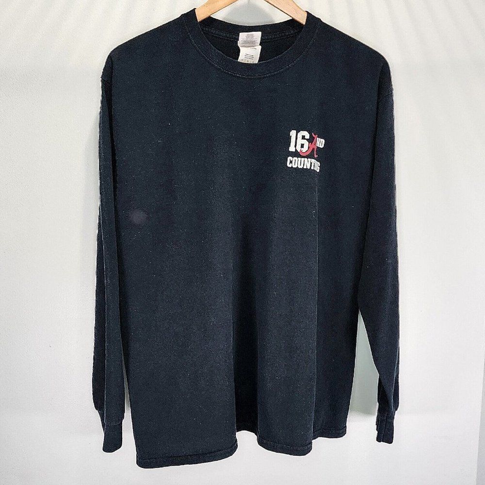 Alabama Football Crimson 16 National Champion Shirt Long Sleeve Black Size Large